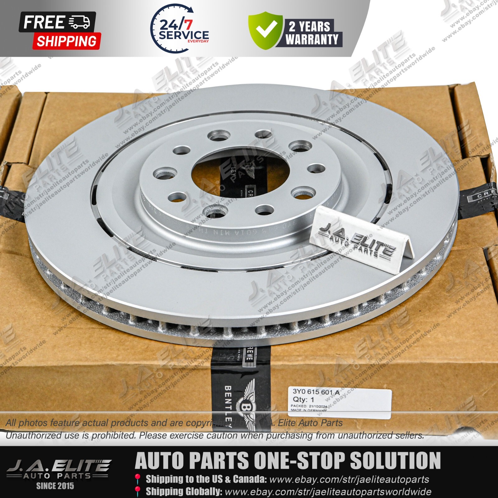 2pcs Rear Brake Discs Set fit Bentley Mulsanne (2011+) 3Y0615601A