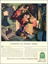 1940 vintage AD QUAKER STATE Motor Oil Art Family by fire Auto loan paid 010520