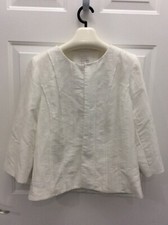 Chicos White Jacket Size 1 Rayon/Polyester/Nylon Lined Hook Eye Open Front