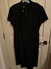 TALBOTS Black Vintage Stretch Short Sleeve back Zip Dress Size 12, NWT