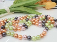 GOLDJUNGE69 GJH * XXL PERLEN- KETTE MUSCHELKERN HALSKETTE 10mm ENDLOS 160 cm F6