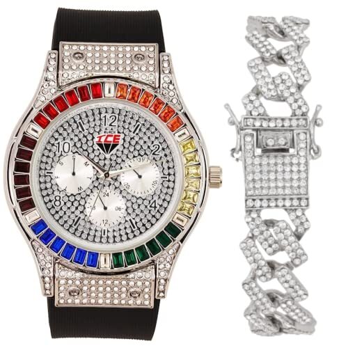 Reloj individual o combinado para hombre Charles Raymond con juego de pulseras y esfera arco iris. - Imagen 32 de 84