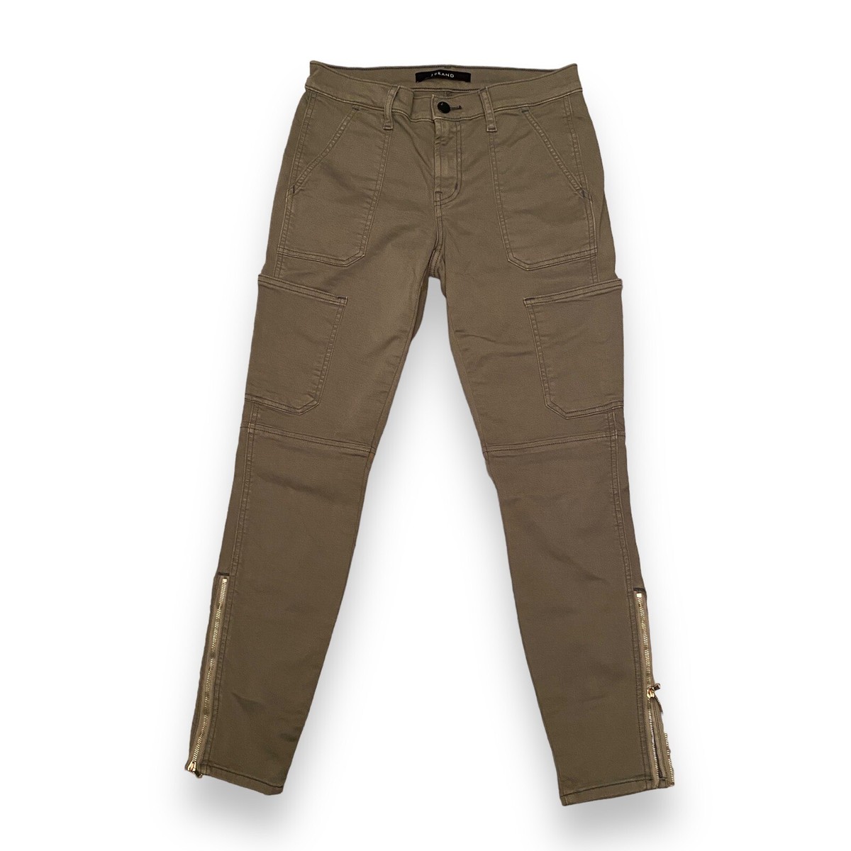 J Brand Ankle Zip Pants Sz 26 Olive Green Mid Rise 29x27 Skinny Utility Y2k  | eBay