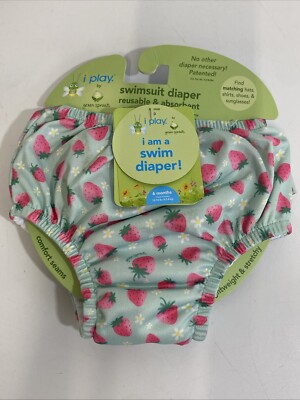 iplay Baby Girl Swim Diaper Reusable Strawberry Print 6 Month 10-18 Lbs