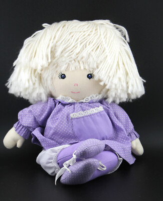 Vtg Pauline B Jonness Jacobsen 14'' Rag Doll 1983 Blonde Purple Polka Dot Dress