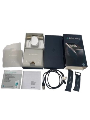Fitbit Ionic Charging Cable new Grey watch Band Box & Documents Only No Watch