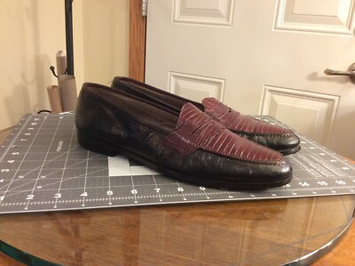 Bruno Magli Mens Two Tone Reptile Leather Dress Shoe Loafers Sz 11 N - Italy