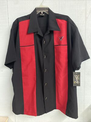 Metal Piston Button Up Bowling Shirt With Pockets Steady Clothing USA 2X NEW