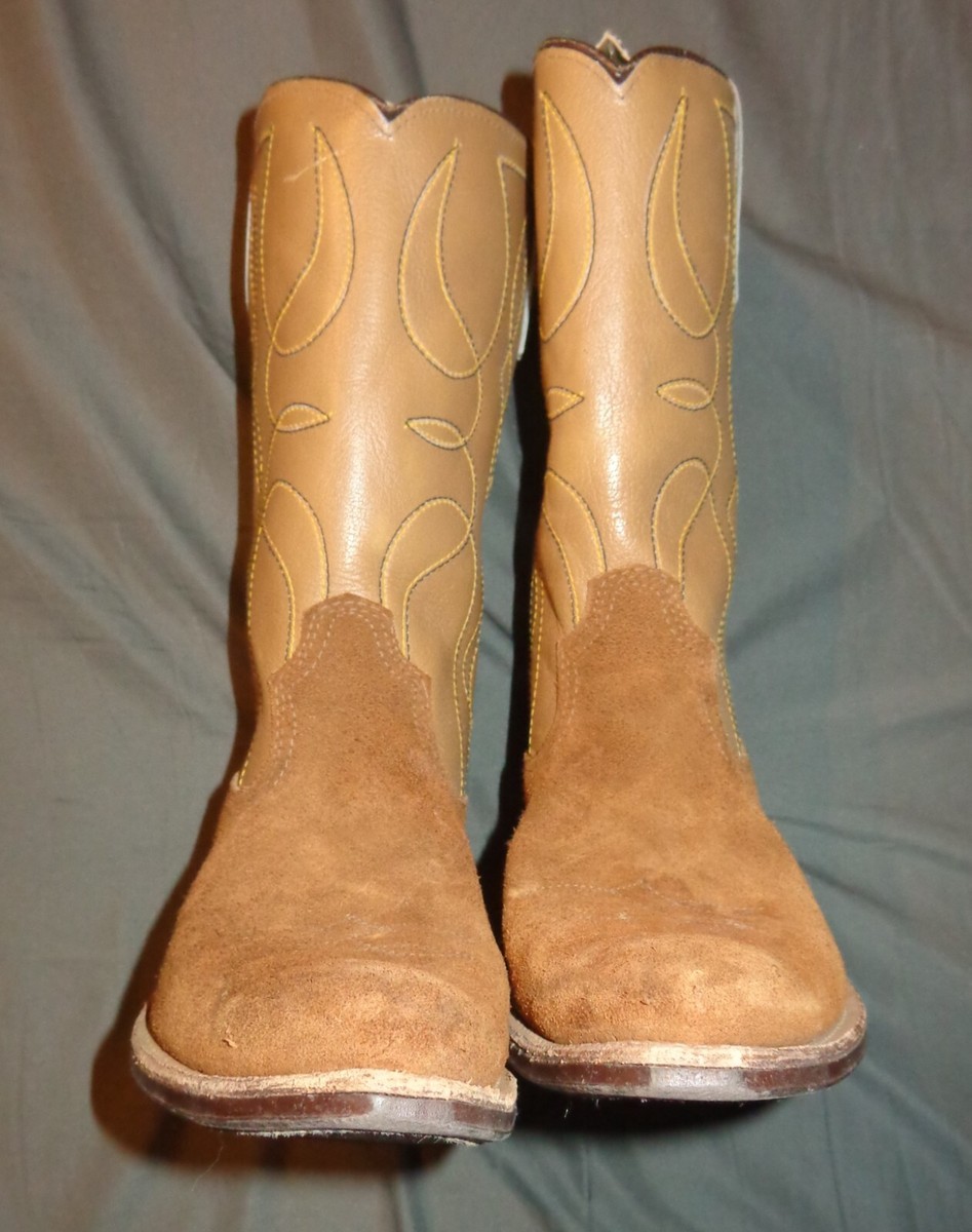 MENS ACME COWBOY BOOTS SIZE 8D ROUGHCUT TAN LIGHT BROWN  display picture 3
