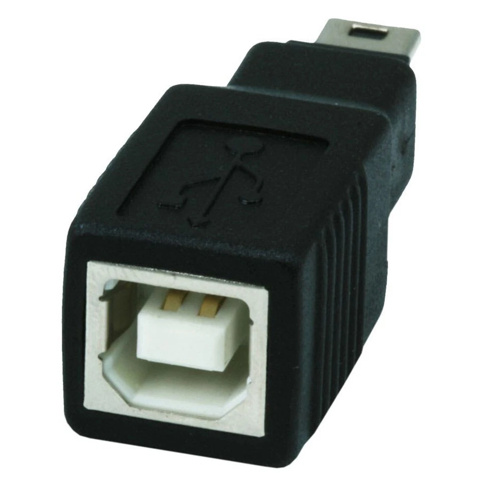 USB 2.0 Type B Female to Mini B 5-Pin Male Adapter Converter Connector Black - Image 2 of 3