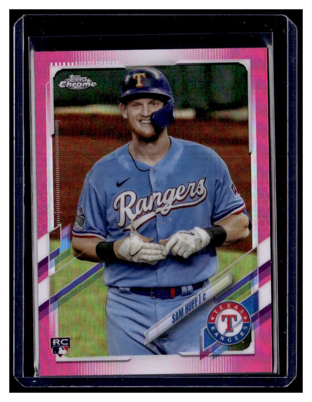 2021 Topps Chrome Magenta Refractors #81 Sam Huff ROOKIE CARD RANGERS /399