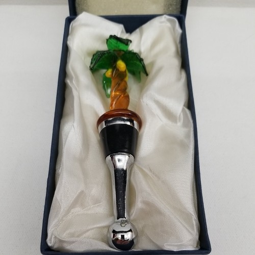 Palm Tree Bottle Stopper pinnacle entertainment Arts Blown Glass Wine Stopper - Picture 2 of 12