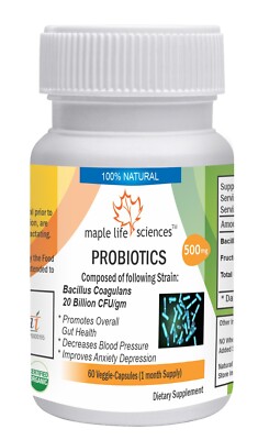 Probiotic blend of Bacillus coagulans 20 Billion CFU/GRAM Capsules 34