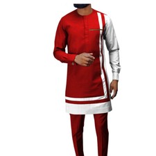 Men's African 2 Piece Set Traditional Shirt and Pants Set Suit Middle East Suit