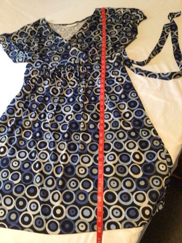 TESSUTO Dress~Geometric Design~2XL~Y2K~Side Tie~Blue/Gray/Black~Satiny~EXC! - Picture 5 of 9