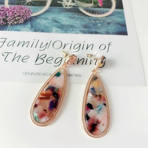 Tortoise Shell Long Teardrop Stud Drop Earrings in Gold Tone for Women Jewelry - Bild 27 von 27