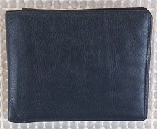 Mens Fossil Leather Bifold Wallet Black w/ Flip Up ID and Key Holders