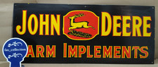 Letrero esmaltado de porcelana John Deere Farm Implements 36 x 15 pulgadas 1 cara