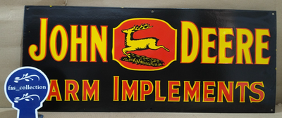 #ad John Deere Farm Implements Porcelain Enamel Sign 36 x 15 Inches 1 Sided $125.00