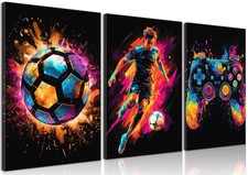 Canvas Wall Art Poster Decor, Paintings Art Game Controller Color Splash Ink ...