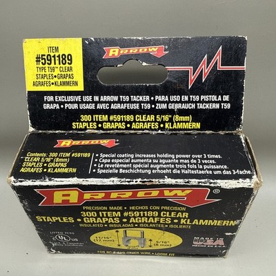Staples for ARROW T59 Tacker CLEAR #591189 for BG 6 & Other Wire Open Box NOS
