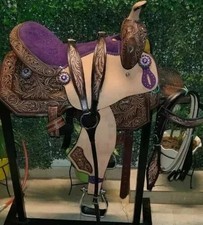 Leather Western Barrel Racing Horse Tack Saddle in All Sizes For Horses.