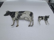 Antique De Laval Cream Separator Tin Holstein Cow & Calf Advertising Set #1
