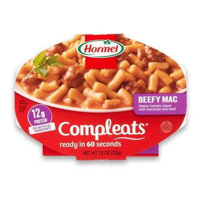 HORMEL COMPLEATS Beefy Mac & Cheese Microwave Tray, 7.5 Ounces Pack of 7