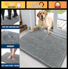 Absorbent Dog Door Mat 36x24 - Non-Slip, Quick Dry Chenille Mud Mat for Indoor U