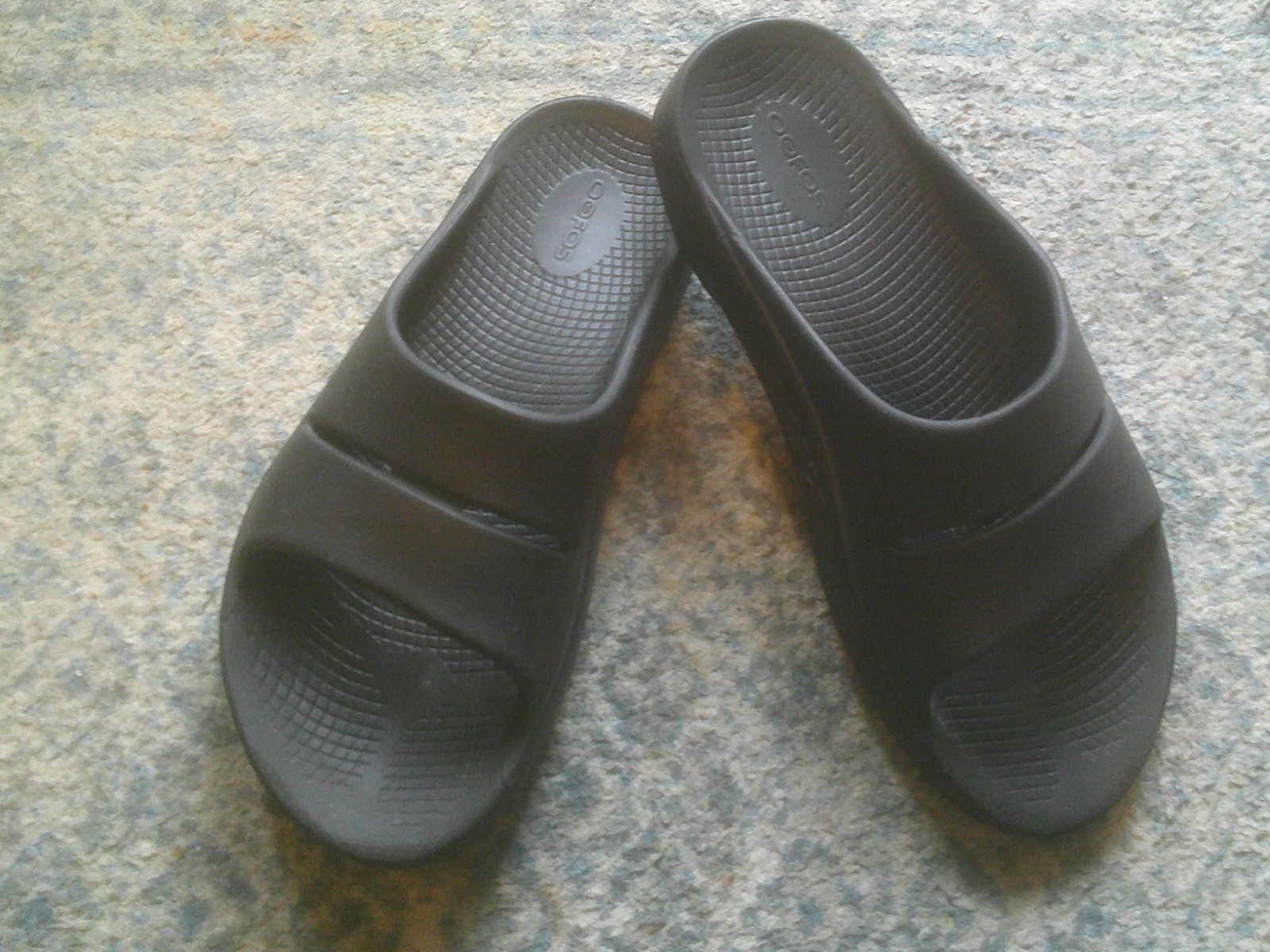 OOFOS OOahh Recovery Slides M 8/ W 10 Sport Flex Black Sandals Slip On Shoes