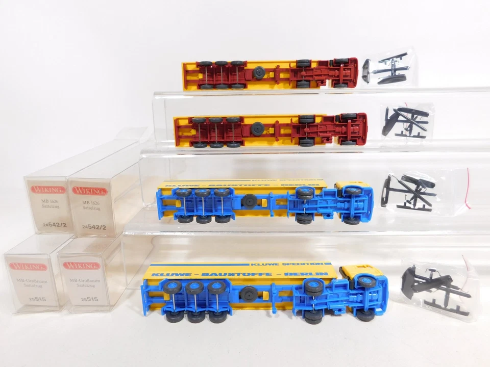 4X Wiking H0 1:87 LKW MB: 25 515 Kluwe + 24 542/2 Michelin Mint + Box #CZ78-0,5 - Immagine 3 di 4
