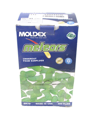 MOLDEX METEORS 33dB DISPOSABLE EAR PLUGS, 200-Pair, 6870