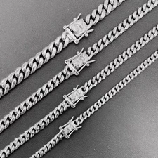 Men's Solid Stainless Steel Miami Cuban Link Bracelet Chain Necklace 4MM-8MM