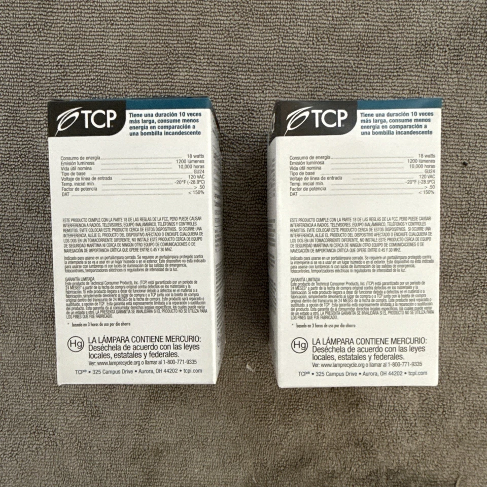 (2) TCP CFL Lamps Item#33118SP35K GU 24 Base / 18 Watt Non Dimmable - Image 3 of 4