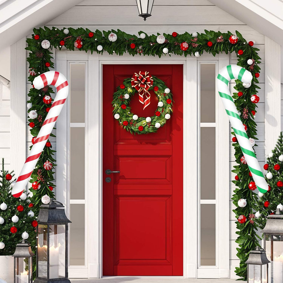 8 Bastoncini Di Zucchero Gonfiabili Giganti Da 90 Cm – Decorazioni Natalizie Da Interno/esterno In PVC, Colorati - 3