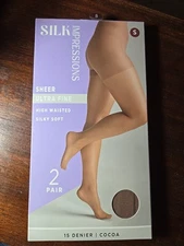 Silk Impressions Pantyhose 2 Pack Small Cocoa 15 Denier Ultra Fine Sheer