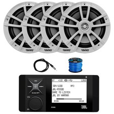 JBL R3500 Bluetooth Receiver, 4x Infinity 6.5" White Speakers, Wiring, Antenna