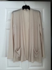 Women  s Open Front Cardigan Ribbed Knit Sweater With Pockets New Size Medium