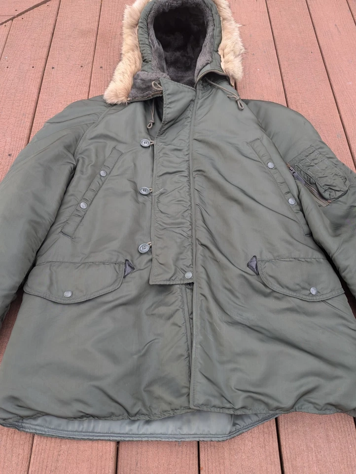 Vintage USAF N-3B Flight Jacket Parka Large 1960S Snorkel Hood Fur Vietnam War - Image 4 of 4