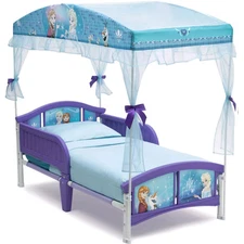 Girls Canopy Bed Purple Frozen Anna Elsa Olaf Cute Little Princess Bed Safe Rail