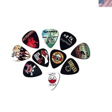 Legendary Bands Medium Guitar Picks Set - 10 Unique 0.71mm Picks for Players