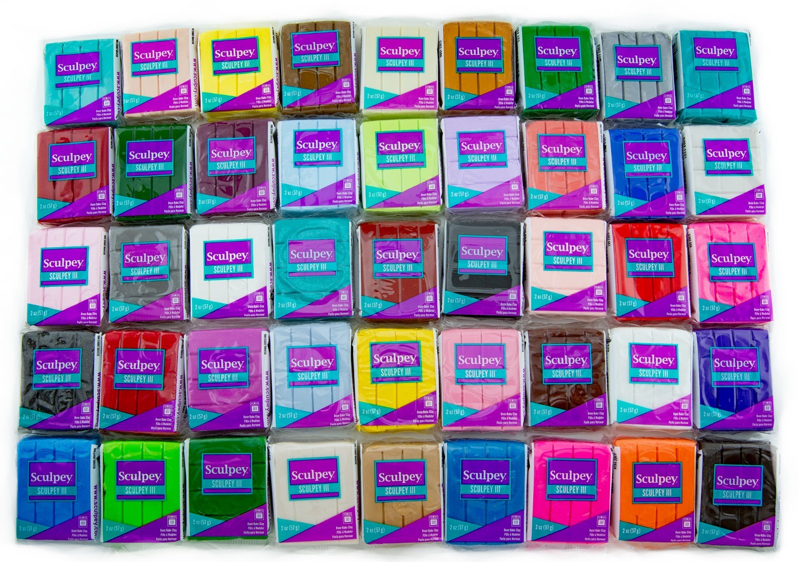 Sculpey III Polymer Clay Lot 45 Assorted Colors 2oz Blocks Oven Bake Clay