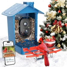 Solar Bird Feeder with Camera for Birdwatching, 2K HD with AI Recognition and...