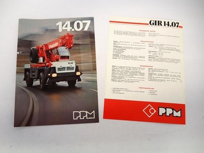 2x Prospekt Poclain PPM 14.07 Mobilkran mit Teleskopausleger Techn. Daten 1978