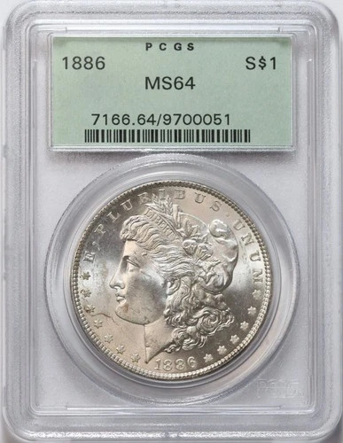 1886 $1 Morgan Silver Dollar PCGS MS64 - OGH - Old Green Holder