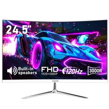 24.5" Gaming Monitor Curved 1080P 120Hz Built-In Speakers Wall Mount Black
