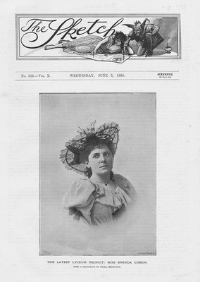 Miss Brenda Gibson of the Lyceum Theatre - Antique Print 1895