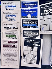 INTELLIVISION GAME LOT OF 12 MANUALS +2 CATALOGS-CHESS MOTORCROSS/TRON/MISSION X