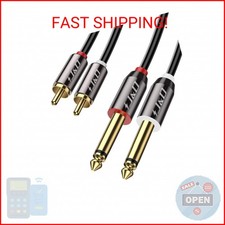 J D 1/4 to RCA Cable, Gold Plated Copper Shell Heavy Duty 2X6.35mm TS to Dual RC