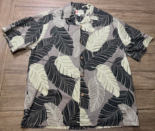 Vintage Hilo Hattie Hawaiian Shirt Men  s L Floral Leaf Tropical AOP Camp Collar